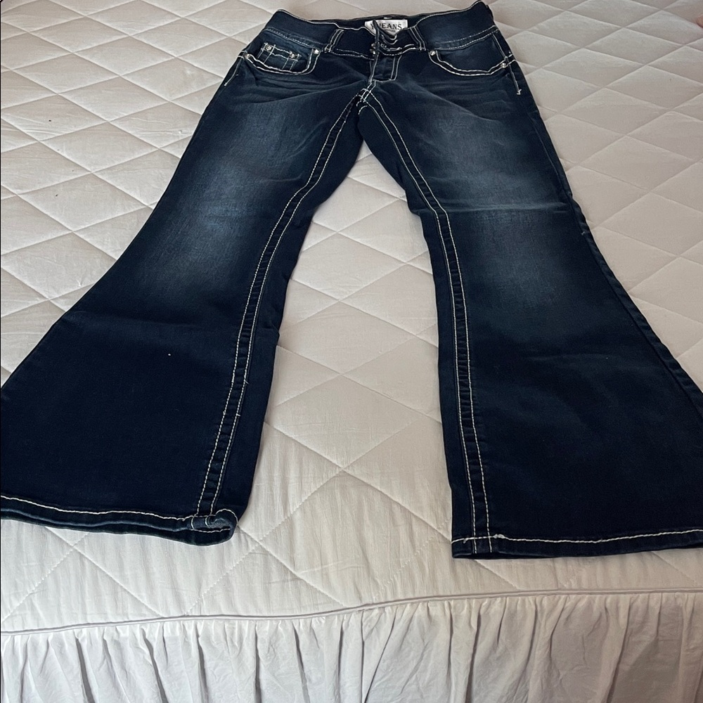 Women's Flared Dark Blue Jeans